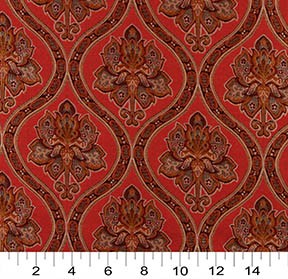 Red Brown Gold And Ivory Traditional Brocade Upholstery Fabric By The