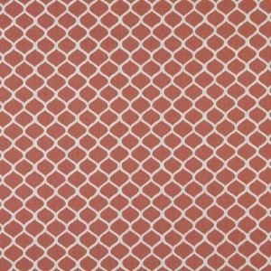 A0008C Persimmon And Off White, Modern, Geometric Upholstery Fabric By The Yard