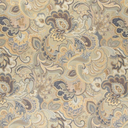 Blue, White And Gold, Abstract Floral Upholstery Fabric By The Yard