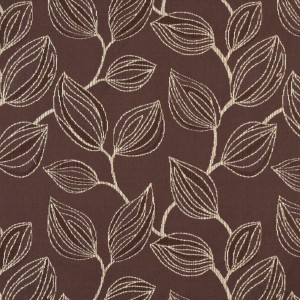 Brown And White, Large Leaves Contemporary Upholstery Fabric By The Yard