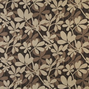 Brown, Beige And Midnight, Abstract Leaves Upholstery Fabric By The Yard