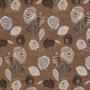 Brown Ivory And Beige Roses Textured Metallic Upholstery Fabric By The Yard