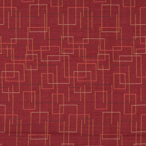 Burgundy, Salmon And Green Geometric Contract Upholstery Fabric By The Yard