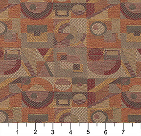 Gold, Burgundy And Orange, Geometric Contract Upholstery Fabric By The Yard