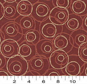 Burgundy, Light Green And Orange Circles, Contract Upholstery Fabric By ...