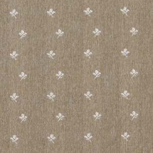 Light Brown And Ivory, Mini Flowers Country Upholstery Fabric By The Yard