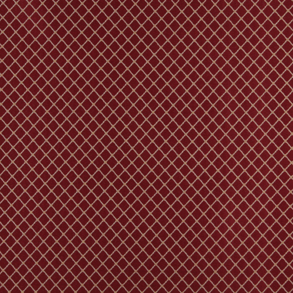 Burgundy And Beige Diamond Jacquard Woven Upholstery Fabric By The Yard