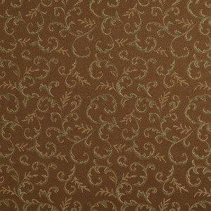 E606 Striped Brown, Green And Gold Damask Upholstery Fabric By The