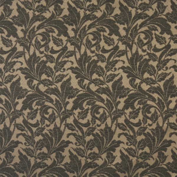 Black, Floral Leaf Outdoor Indoor Woven Fabric By The Yard