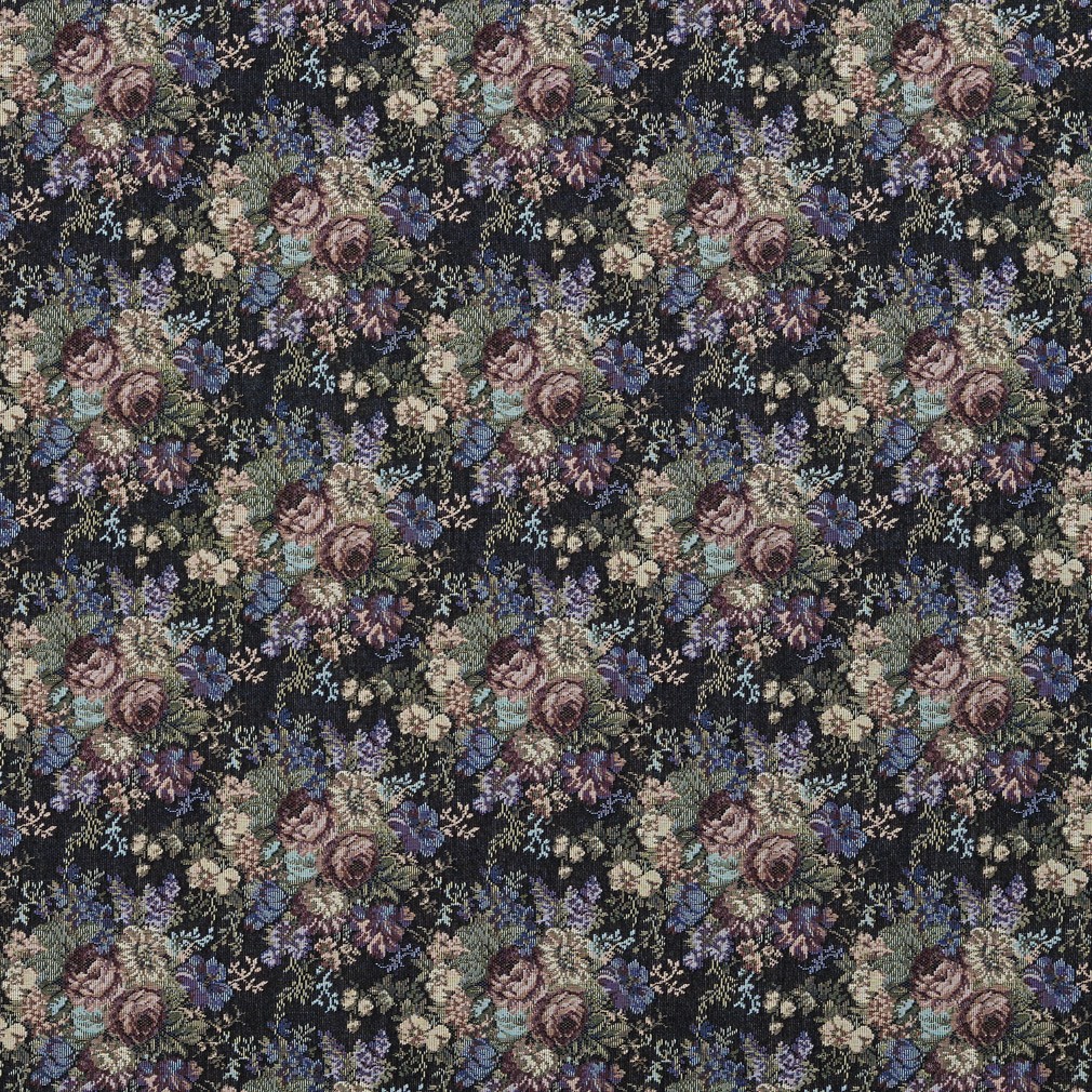 Vintage Fabric by the Yard. Blues / Greens / Purple / Grays Floral
