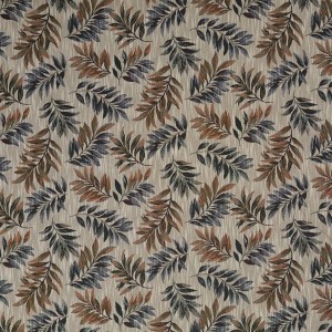 Green, Red And Brown, Floral Leaves Tapestry Upholstery Fabric By The Yard