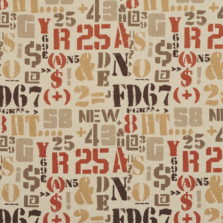 Various Letter, Numbers And Symbols Novelty Upholstery Fabric By The Yard