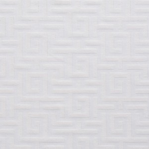 White Shiny Geometric Maze Silk Look Upholstery Fabric By The Yard