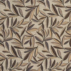 Brown, Blue And Wheat Leaves High End Quality Upholstery Fabric By The Yard