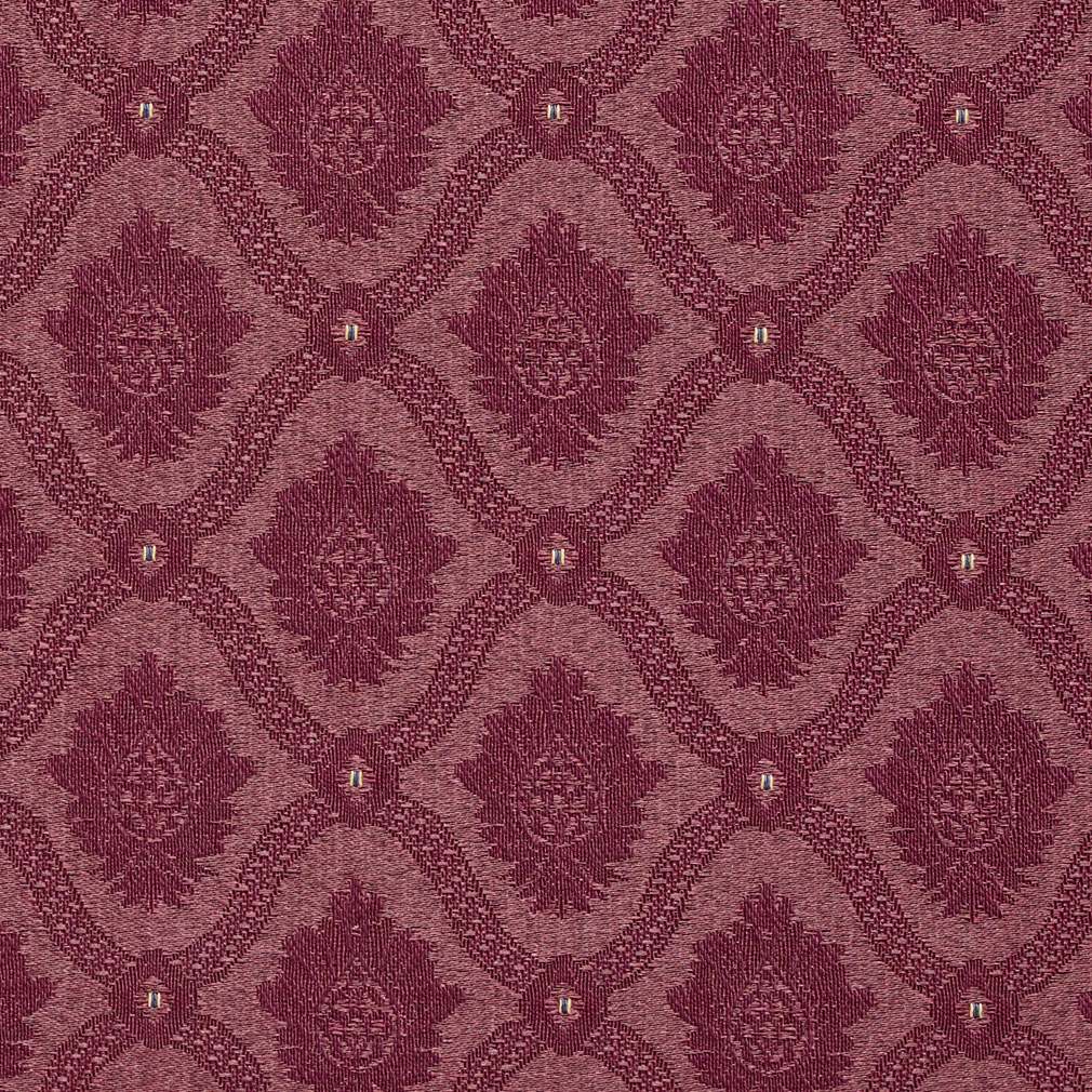 Burgundy Two Toned Brocade Medallion Upholstery Fabric By The Yard