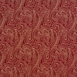 Red, Traditional Paisley Jacquard Woven Upholstery Fabric By The Yard