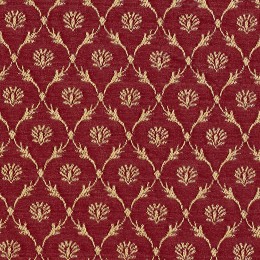 Red, Floral Trellis Jacquard Woven Upholstery Fabric By The Yard