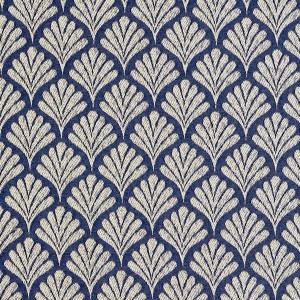 Navy Blue, Fan Jacquard Woven Upholstery Fabric By The Yard