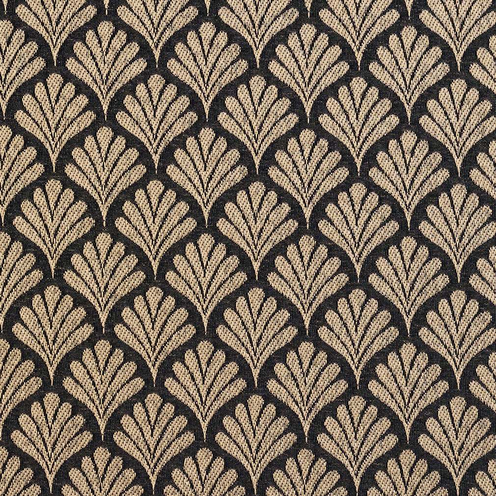 Black, Fan Jacquard Woven Upholstery Fabric By The Yard