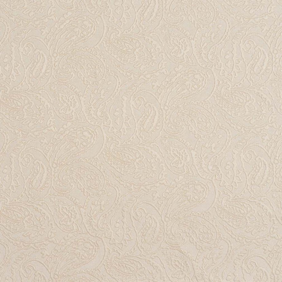 Ivory White, Paisley Jacquard Woven Upholstery Grade Fabric By The Yard