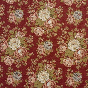 Red, Blue And Green, Floral Tapestry Upholstery Fabric By The Yard