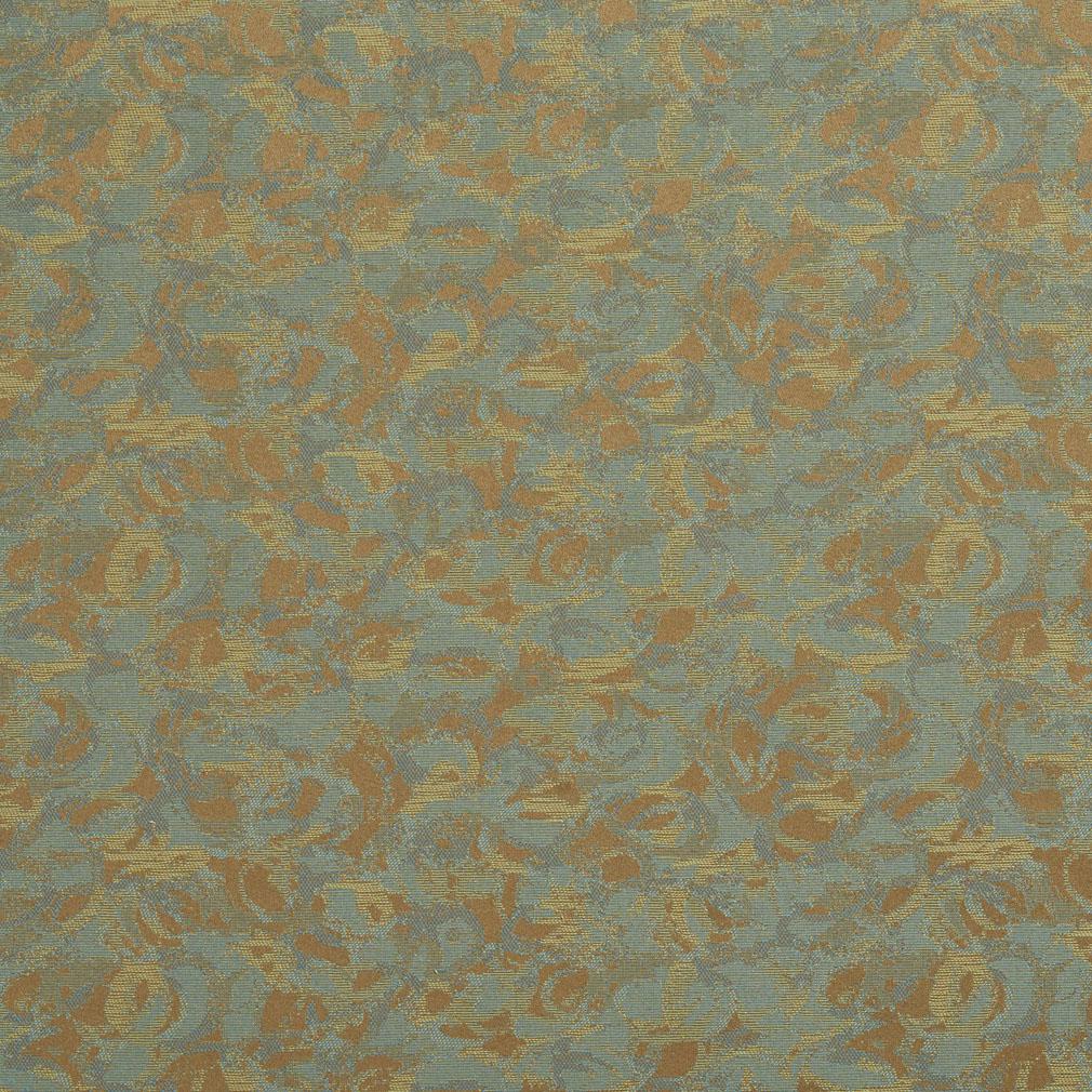 A775 Teal And Goldenrod Abstract Contract Grade Upholstery Fabric