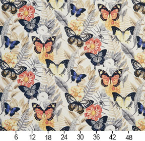 B0470C Red And Blue Large Butterflies Print Upholstery Fabric