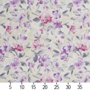 B0500B Grey And Purple Flowers And Leaves Print Upholstery Fabric