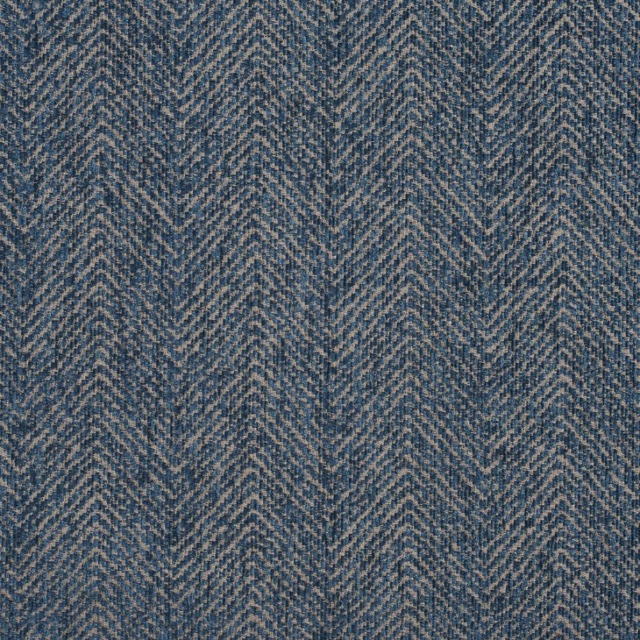 E734 Aqua Blue Herringbone Woven Textured Upholstery Fabric