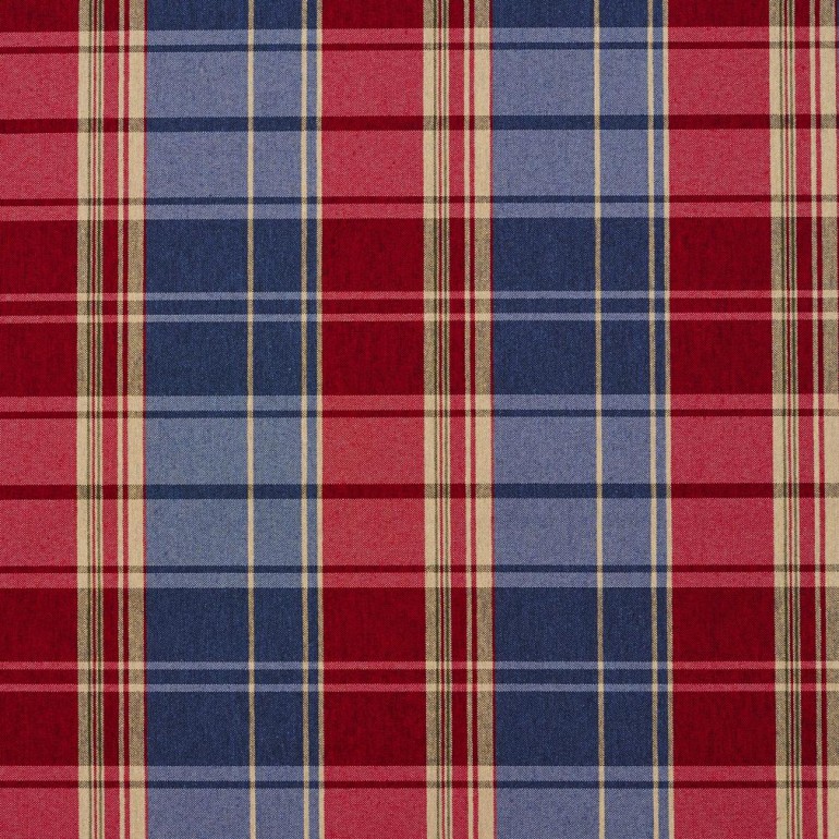 E804 Red And Blue Classic Plaid Jacquard Upholstery Fabric