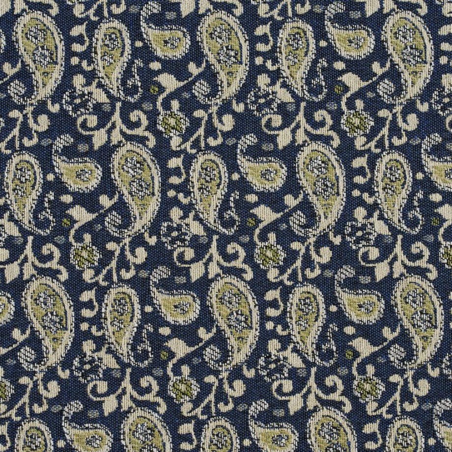 E843 Blue And Off-White Traditional Paisley Jacquard Upholstery Fabric