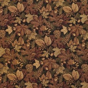 Discounted Designer Fabrics F935 Burgundy and Green Floral Leaves Tapestry  Upholstery Fabric by The Yard