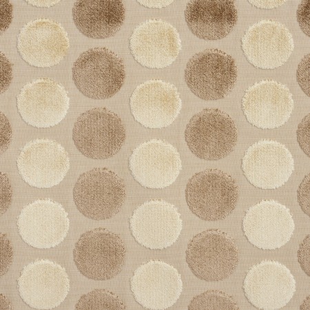 B0780D Taupe And Gold Polka Dots Cut Velvet Upholstery Fabric